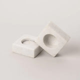 123home | White Marble Square Tea Light Candle Holder