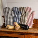 Raine & Humble | Gingham Striped Oven Glove in Red Fig