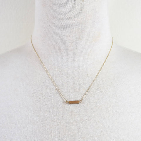 sophari | Block Bar Pendant Necklace in Gold with Brown Coffee Stone