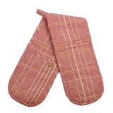 Raine & Humble | Textured Check Double Oven Glove in Red Fig