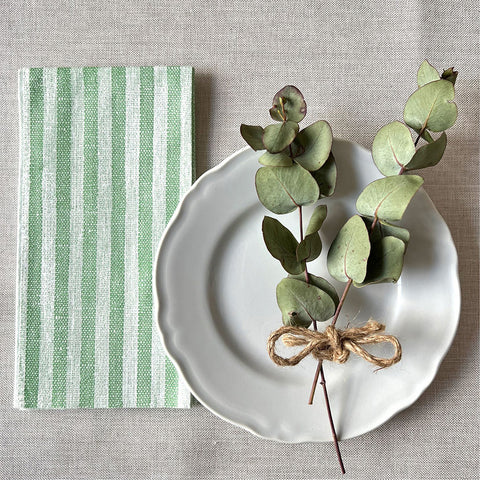 Niccolai | BioNap Eco Disposable Compostable Extra Soft Kim Paper Napkins 25pk in Green Stripe