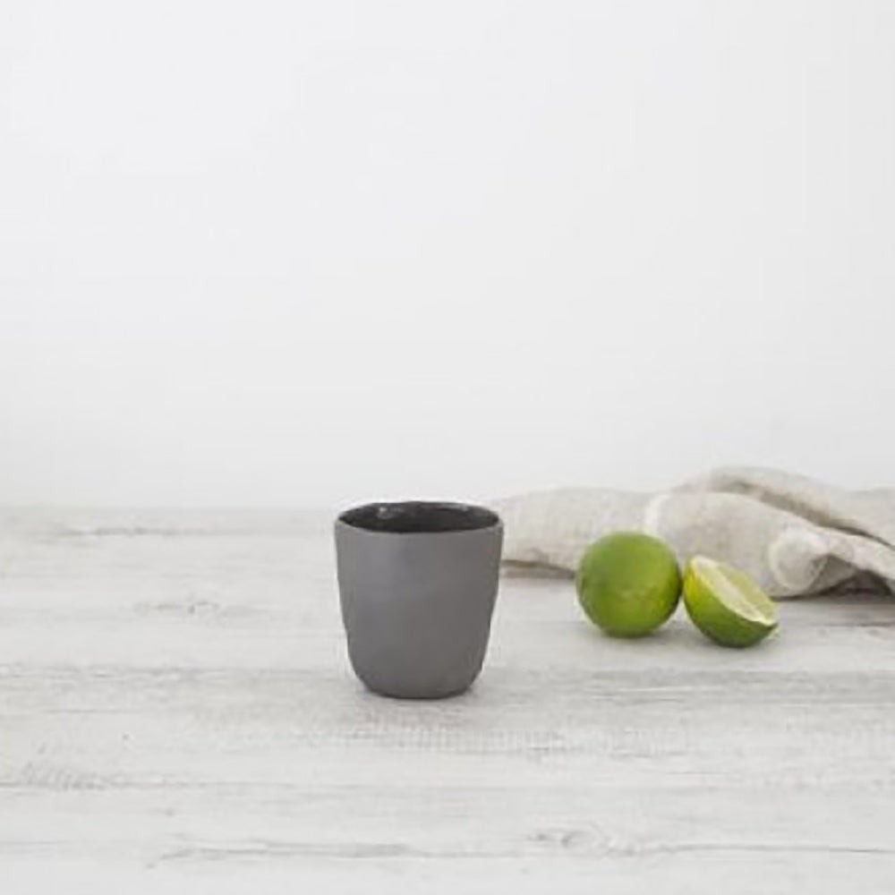 Ivory House | Flax Ceramic Short Coffee Cup in Charcoal Grey