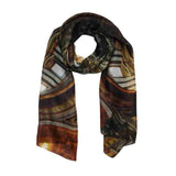 Wearable Art Scarves | Golden Architectural 100% Pure Silk Large Scarf