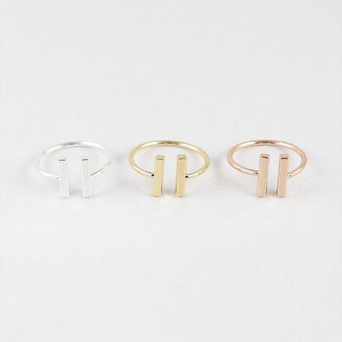 sophari | Parallel Ring in silver,  18k gold or rose gold plated