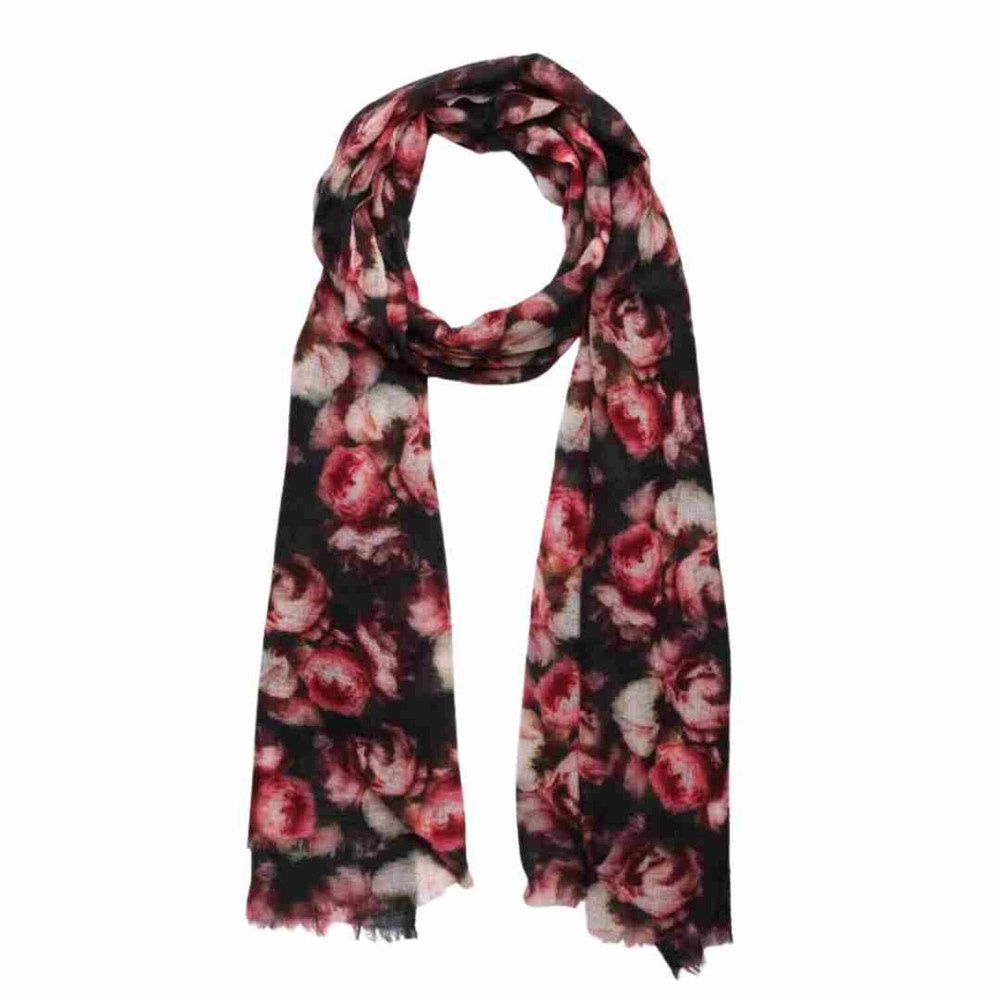 Wearable Art Scarves | Red Roses 100% Pure Silk Large Scarf