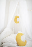 Alimrose Designs | Linen Moon Hanging Mobile Decor in Yellow Butterscotch
