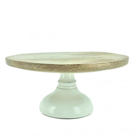 Wooden Cake Stand with White Base L