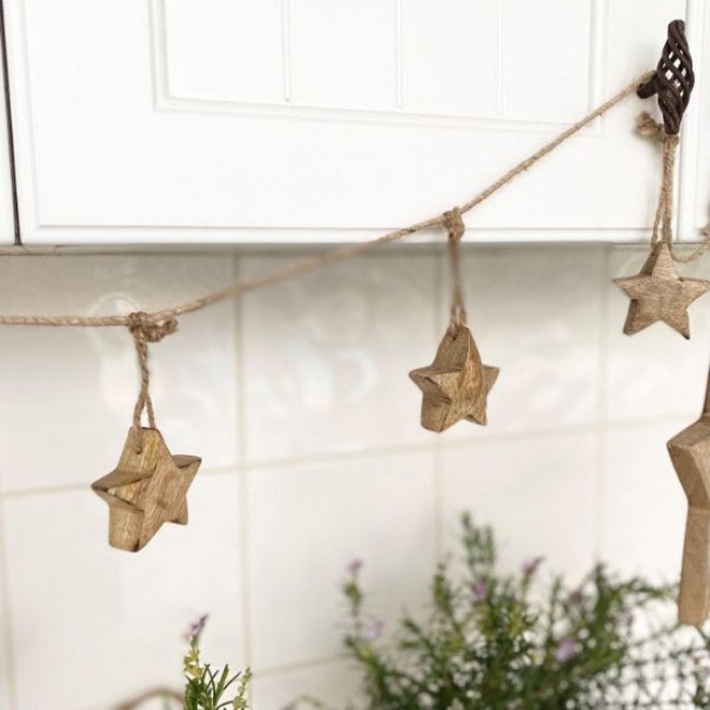 Ivory House | Lucia Wooden Timber Christmas Ornament Star Garland Set