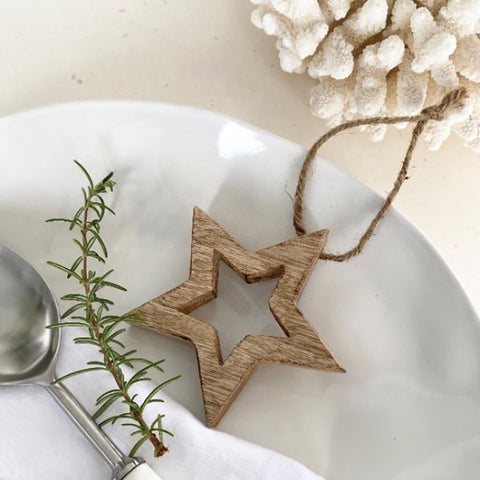 Ivory House | Lucia Wooden Timber Christmas Ornament Star Small