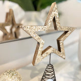 Ivory House | Lucia Champagne Timber Star Christmas Tree Topper Decoration Ornament