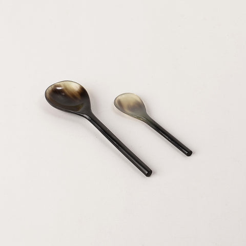 123home | Brown & Tan Horn Small Salt Spoons
