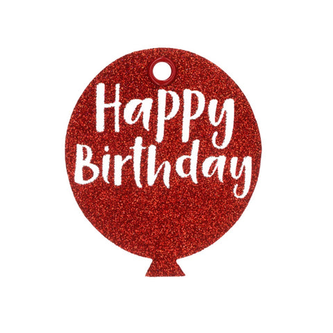 Candle Bark Creations | Red Glitter Balloon Birthday Gift Tag