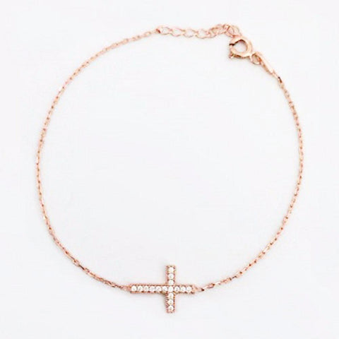 123home | Cross Bracelet in Rose Gold plated Sterling Silver