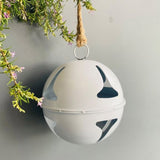 Ivory House | White Metal Christmas Ornament Krissy Ball Large