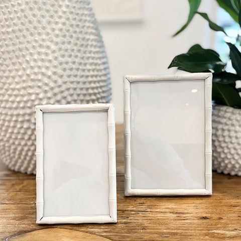 Ivory House | White Metal Bamboo 4x6 Photo Picture Frame
