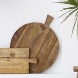 Ivory House | Elm Wooden Round Serving Board with Handles
