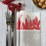 Niccolai | Eco-Friendly Recyclable Compostable Christmas Linen Feel Dinner Napkins 50pk in Forest Red