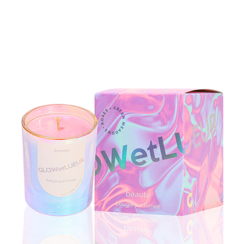 Mrs Darcy | GLOWetLUEUR Hologram Coconut Wax Candle in Roses + Green Meadows