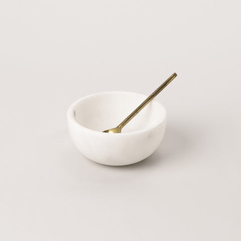 123home | White Marble Small Salt Pinch Serving Bowl