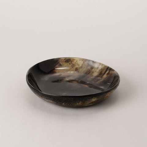 123home | Brown & Tan Horn Round Shallow Display Dish Tray