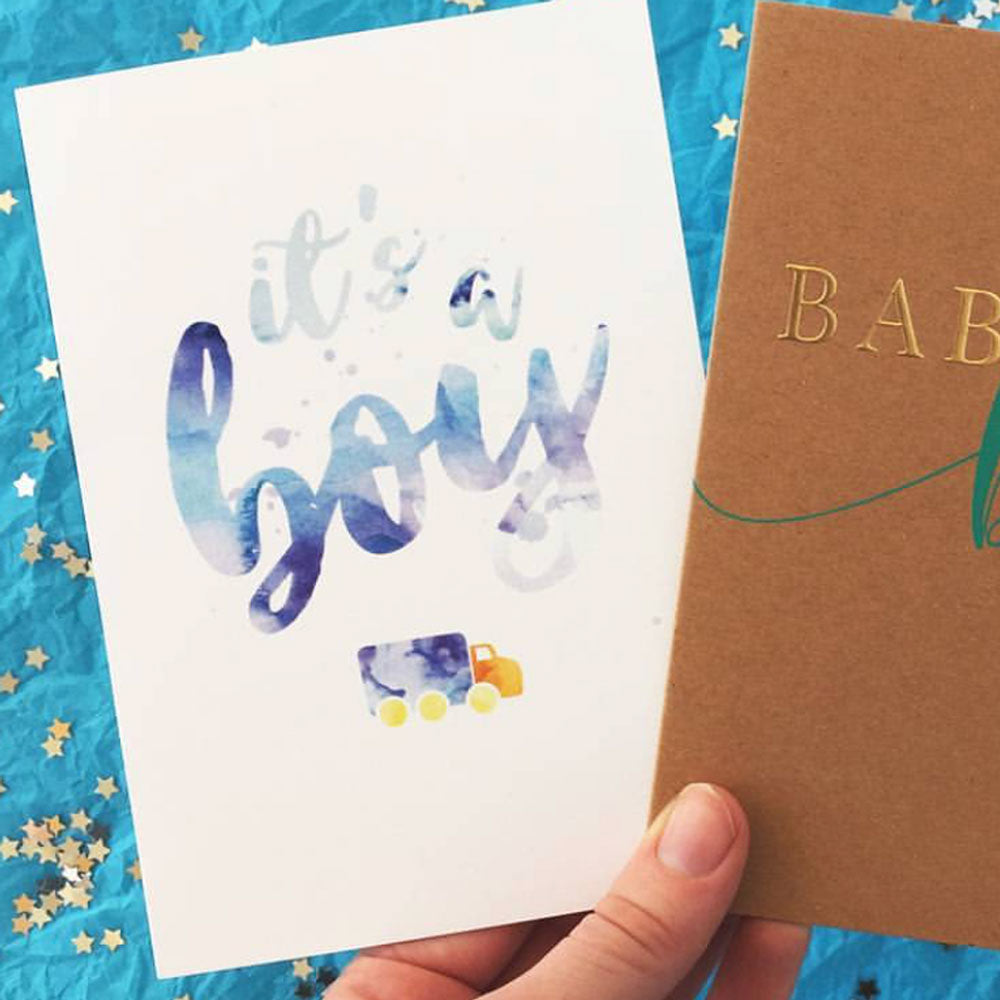 Candle Bark Creations | Blue Bundle of Joy Watercolour Gift Card