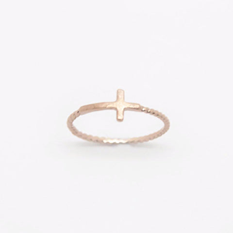 123home | Cross Ring in Rose Gold Plated Sterling Silver