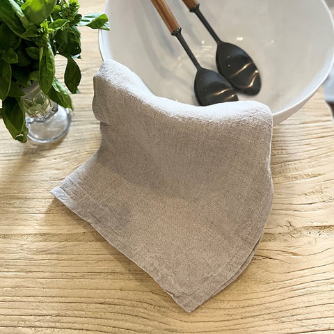 Ivory House | Enzyme Washed Linen Tea Towels Set/2 in Beige