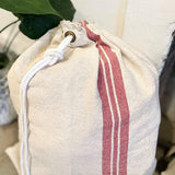 Ivory House | Linen Cotton Red Striped Santa Gift Sack Bag