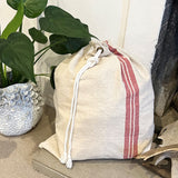 Ivory House | Linen Cotton Red Striped Santa Gift Sack Bag