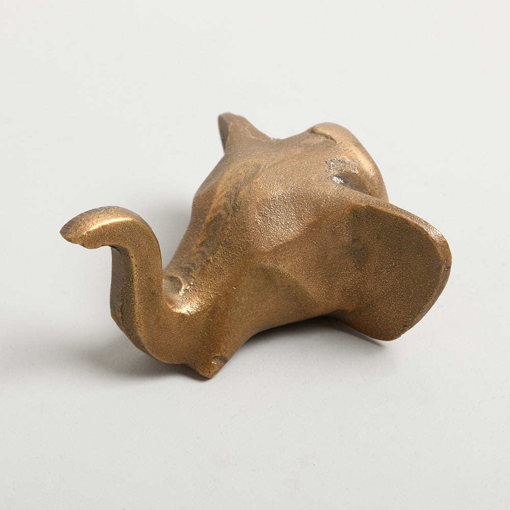 123home | Gold Brass Metal Elephant Head Wall Hook