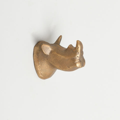 123home | Gold Brass Metal Rhinoceros Head Wall Hook