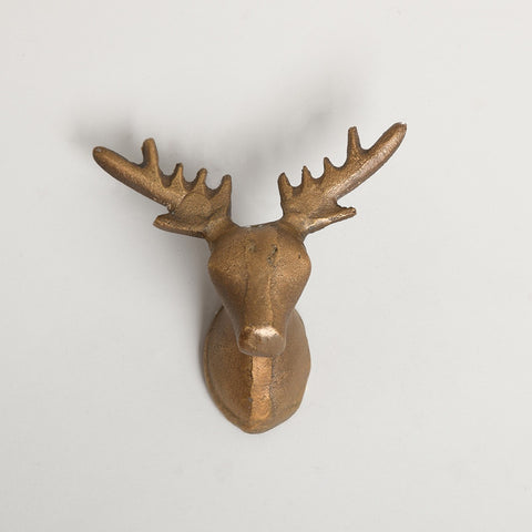 123home | Gold Brass Metal Stag Deer Head Wall Hook
