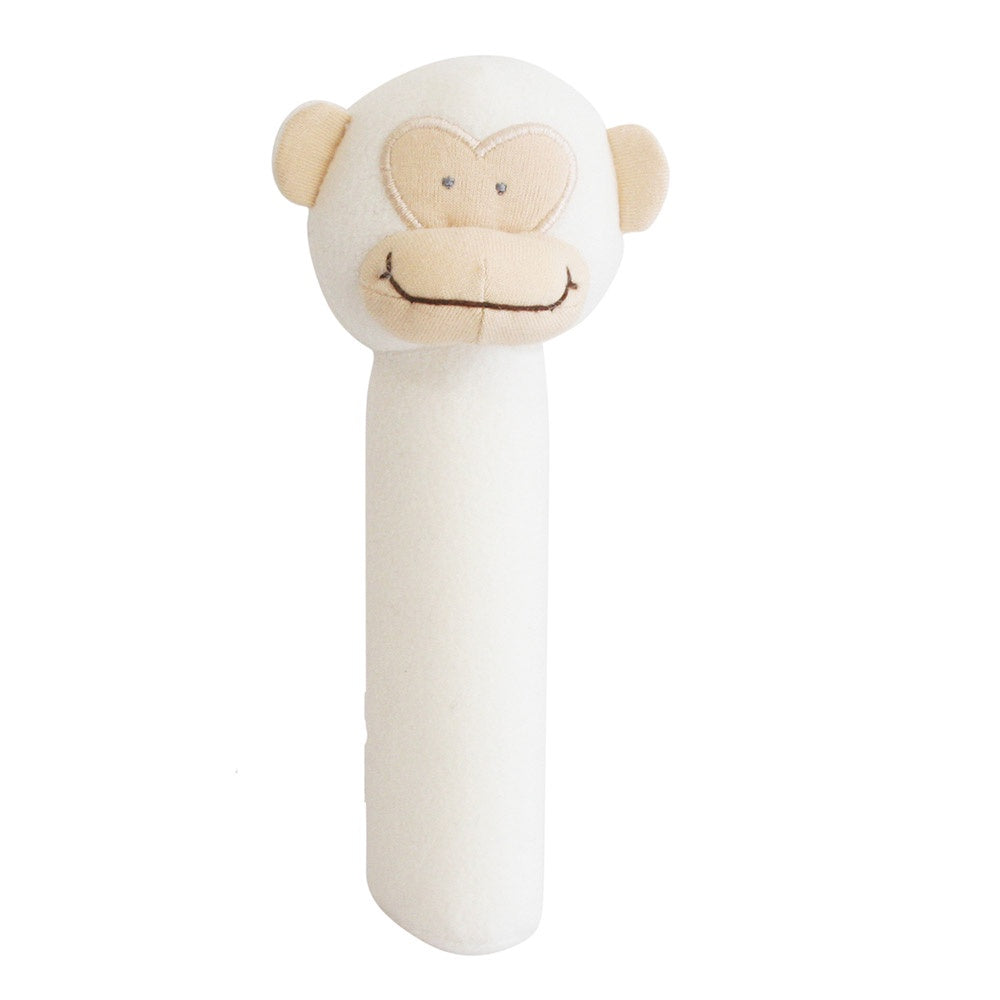 Alimrose Designs | Fleece Monkey Toy Hand Squeaker in Ivory White