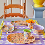 RICE | Melamine Medium Rectangular Reusable Dinner Side Plate in Flower Painting Print