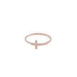123home | Cross Ring in Rose Gold Plated Sterling Silver