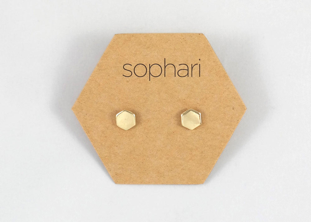 sophari | Hive hexagon Stud Earrings silver gold plated