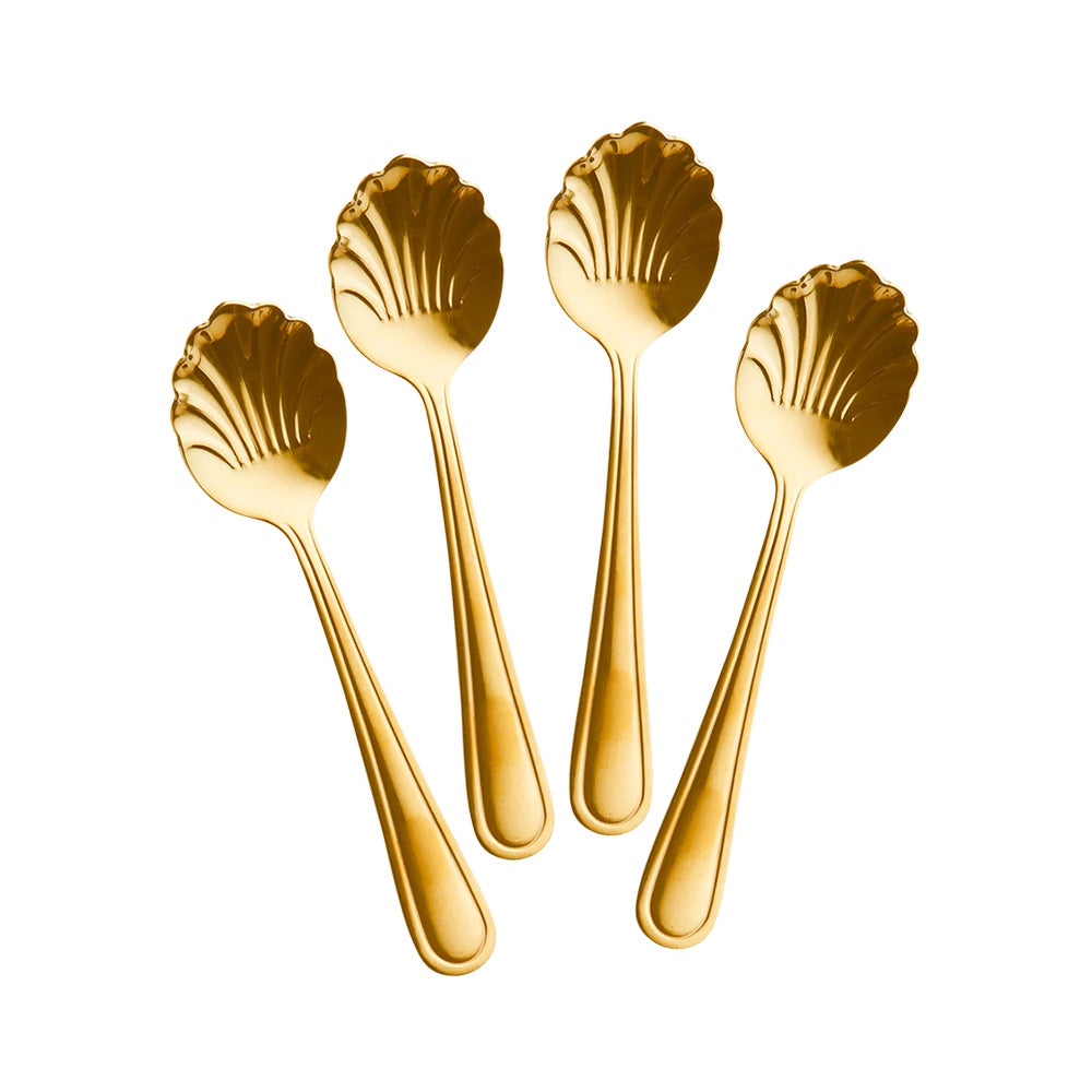 RICE | Gold Stainless Steel Seashell Shell Mermaid Tea Spoon Set/4
