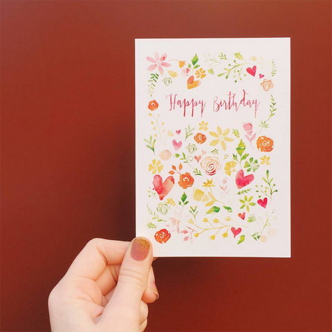 Candle Bark Creations | Field of Flowers Birthday Watercolour Gift Card
