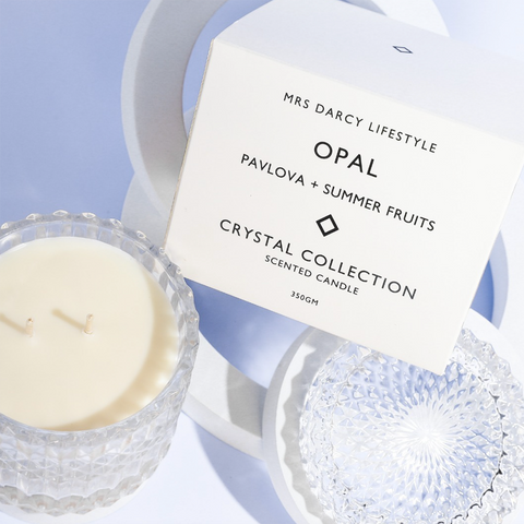 Mrs. Darcy | Crystal Collection Candle Opal: Pavlova and Summer Fruits