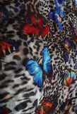 Wearable Art Scarves | Leopard Print Butterflies 100% Pure Silk Large Scarf
