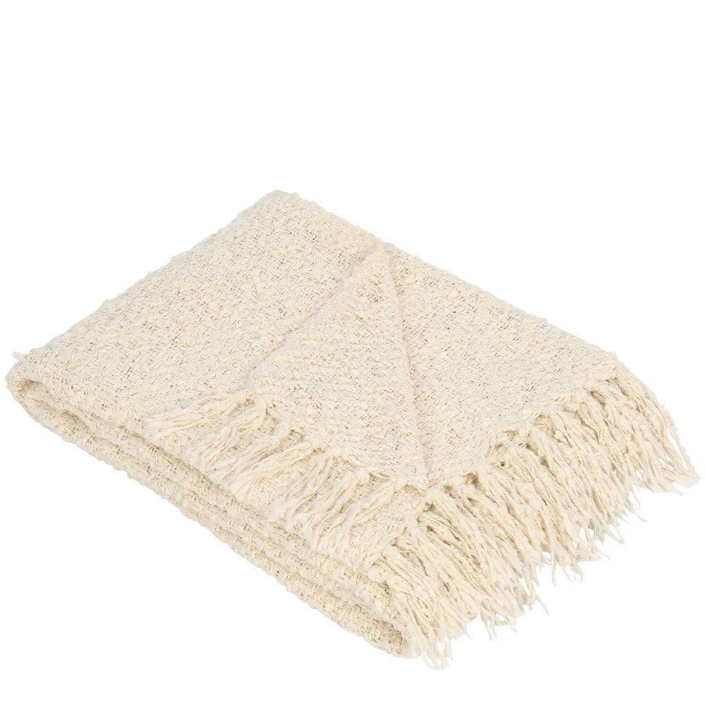 Florabelle Living | Abbey Boucle Cotton Throw in Natural Cream White