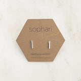 sophari | Sterling Silver Rose Gold Plated (925) Barred Bar Luxe Stud Earrings