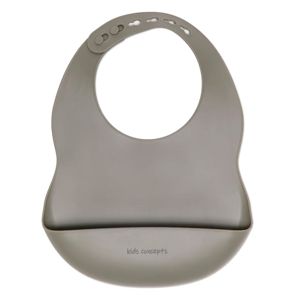 kids concepts | Food-grade BPA-free Silicone Food Bib with Catcher in Sage Green