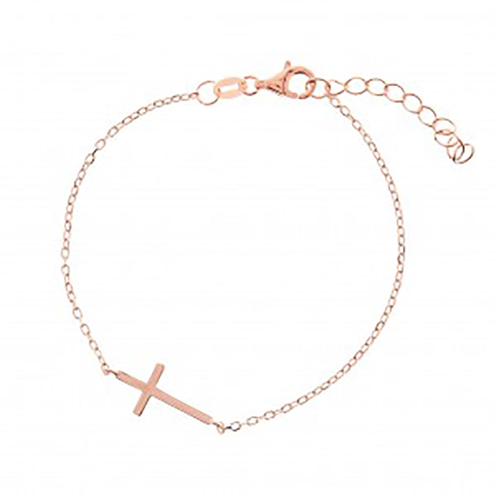 sophari | Sterling Silver Rose Gold Plated (925) Crossed LUXE Chain Bracelet