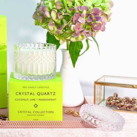 Mrs. Darcy | Crystal Collection Candle Crystal Quartz: Coconut, Lime & Passionfruit