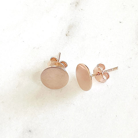 sophari | Sterling Silver Rose Gold Plated (925) Round Circle LUXE Stud Earrings