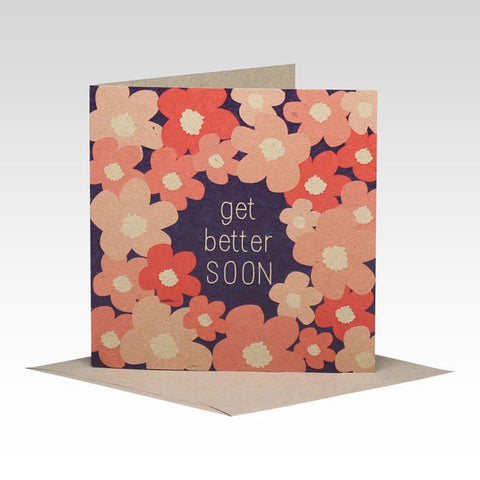 Rhicreative | Floral Get Better Soon Square Greeting Gift Card on Enviroboard