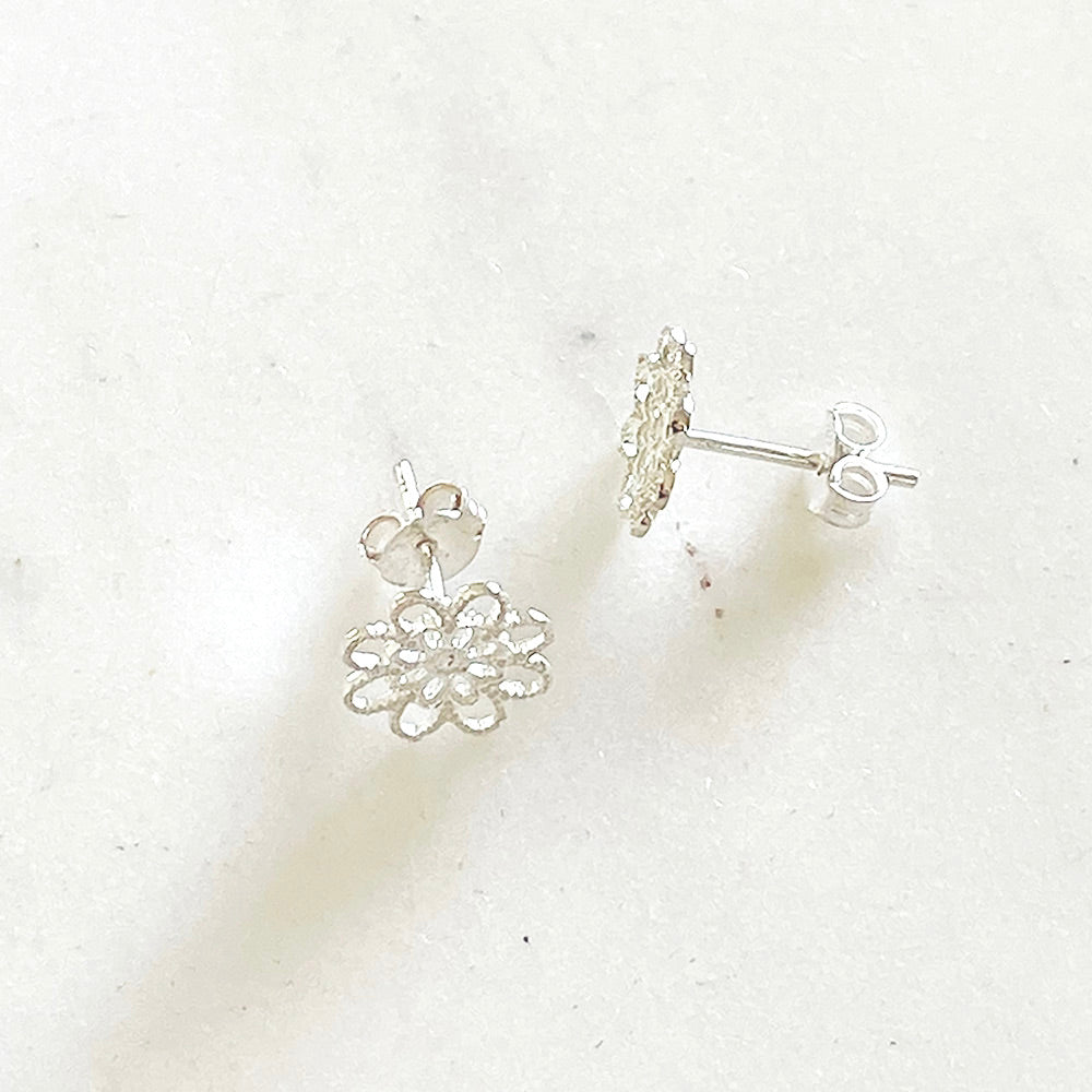 sophari | Sterling Silver (925) Filagree Flower LUXE Stud Earrings