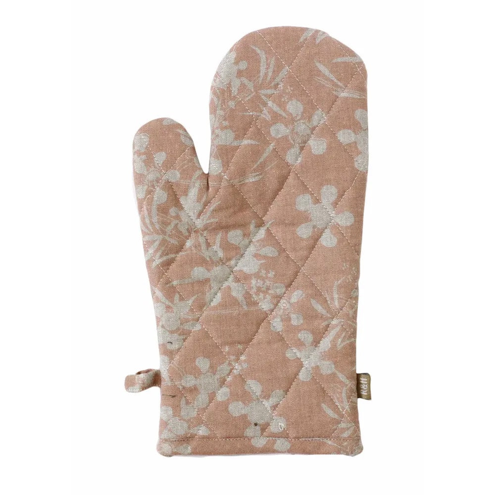 Raine & Humble | Myrtle Floral Cotton Single Oven Mitt Glove in Clay