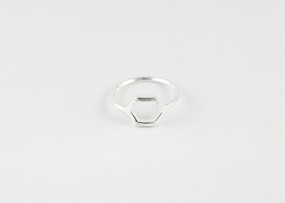 sophari | Hexi Hexagon Ring in silver plated